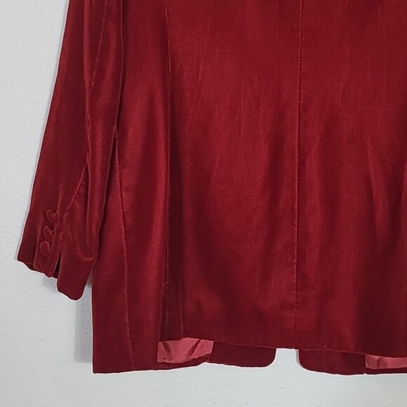 Vintage Liz Claiborne Women Velvet Blazer Jacket Size 4/S Red Pockets Button Up - Picture 12 of 14